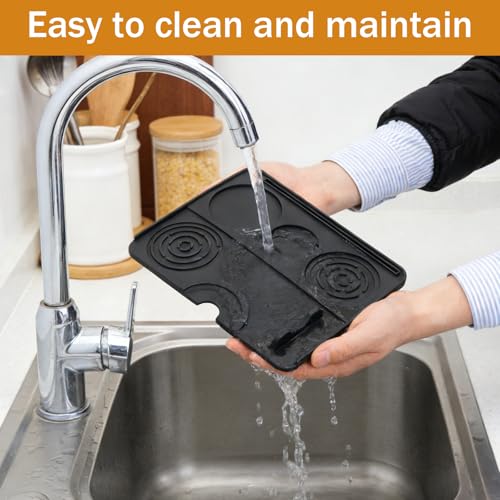 Large Silicone Coffee Mat for Ninja Luxe Espresso Machine ES601 – 23''x15'' Coffee Bar Accessories for Ninja Luxe Cafe Accessories Silicone Coffee Mat with Convex Edge,Black by YEXEXINM - Image 6