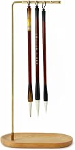 Uccellino Gold Brush Hanging Stand | Bamboo Brush Holder | 8-Brush Capacity | Calligraphy Tool Display and Storage