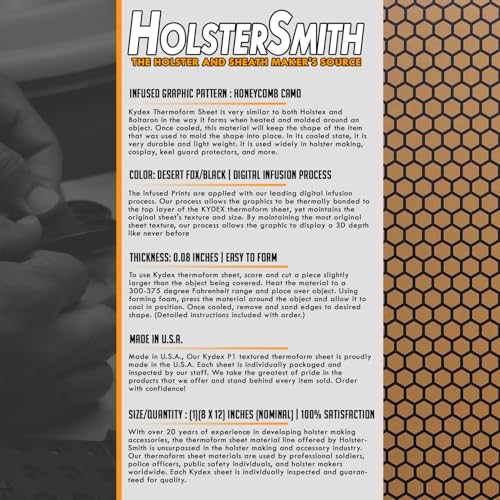 Image of KYDEX Thermoform Sheet - (Honeycomb Camo) - (Desert Fox /Black) - (8in x 12in) - (1 Sheet) - (for Holster Making, Cosplay, Hobby) - (USA Made)