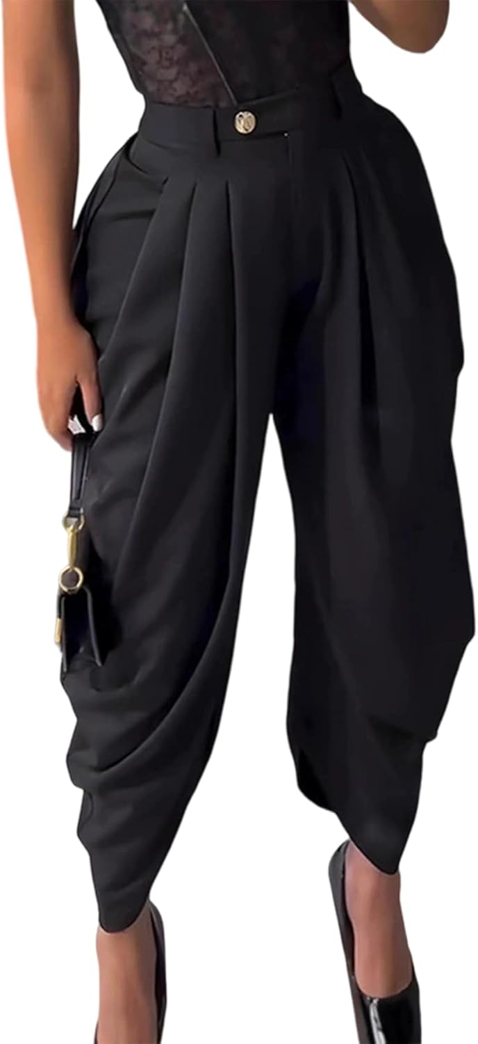 Unybwonn Women's Dress Slacks Pants Casual Pleated Business Work Pants Wide Leg High Waisted Palazzo Pants Trousers