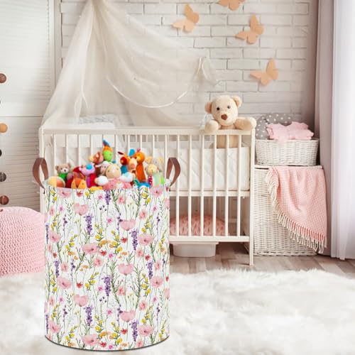 Image of 19.7 inch Laundry Basket,Dirty Clothes Hamper,Waterproof Storage Bin,Room Decor,Gift Baskets,Nursery Hamper(Flowering Shrubs)