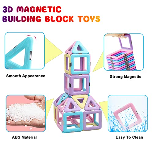 Magnetic Blocks Magnetic Tiles Educational Toys For Kids Toddlers Learning Development Building Construction Set Christmas Birthday Gifts For Girls Boys Kids Toddler Age 3 4 5 6 7 Years Old (38Pcs) #TOP4