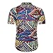 Shirt Casual Uomo Estate Slim Fit Stampa Vintage Uomo Shirt Abbottonatura Colletto in Piedi Moda Manica Corta Senza Colletto Shirt Tendenza Campeggio Hawaii Uomo Shirt Spiaggia B-PL2 L