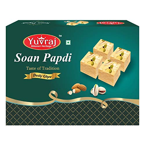 Image of Yuvraj Desi Ghee Soan papadi (patisa) sweets 250 gm mithai box