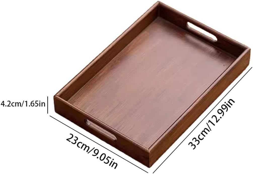 Serving Trays Restaurant Breakfast Tray Rectangular Household Storage Tray with Handle Double-Ear Afternoon Tea Refreshment Tray Breakfast Tray,B