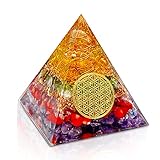 🎁 Naturkristall Orgonit Chakra Pyramide: Hergestellt mit 6 Schichten natürlicher Kristalle: Amethyst, rote Koralle, Rosenquarz, klarer Kristall, grüner Olivin, vibrierender Kristall und kupferne Blume des Lebens. Hinweis: Dieses Produkt ist handgefertigt, es kann eine leichte Abweichung in Größe, Form und Farbe im Vergleich zu dem hier gezeigten Bild sein.