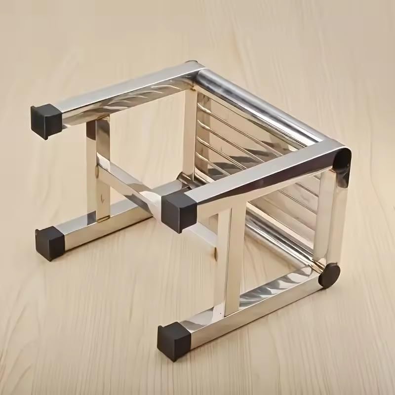 1Pc Multi-Purpose Stainless Steel Stool - Durable Thick Sturdy Stool Ideal for Living Room Bathroom Kitchen and Corridors (Height 7.8IN)