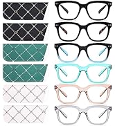 CHOFILORD 6 Pack Fashion Reading Glasses for Women Men Blue Light Blocking Oversized Square Reade...