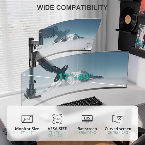 Image of WALI Vertical Dual Monitor Mount for 17-49 inch Ultrawides Curved Screens, Heavy Duty Stacked Dual Monitor Stand for Desk, Adjustable Ultrawide Monitor Arm up to 33lbs, VESA Mount 75 /100mm, Black