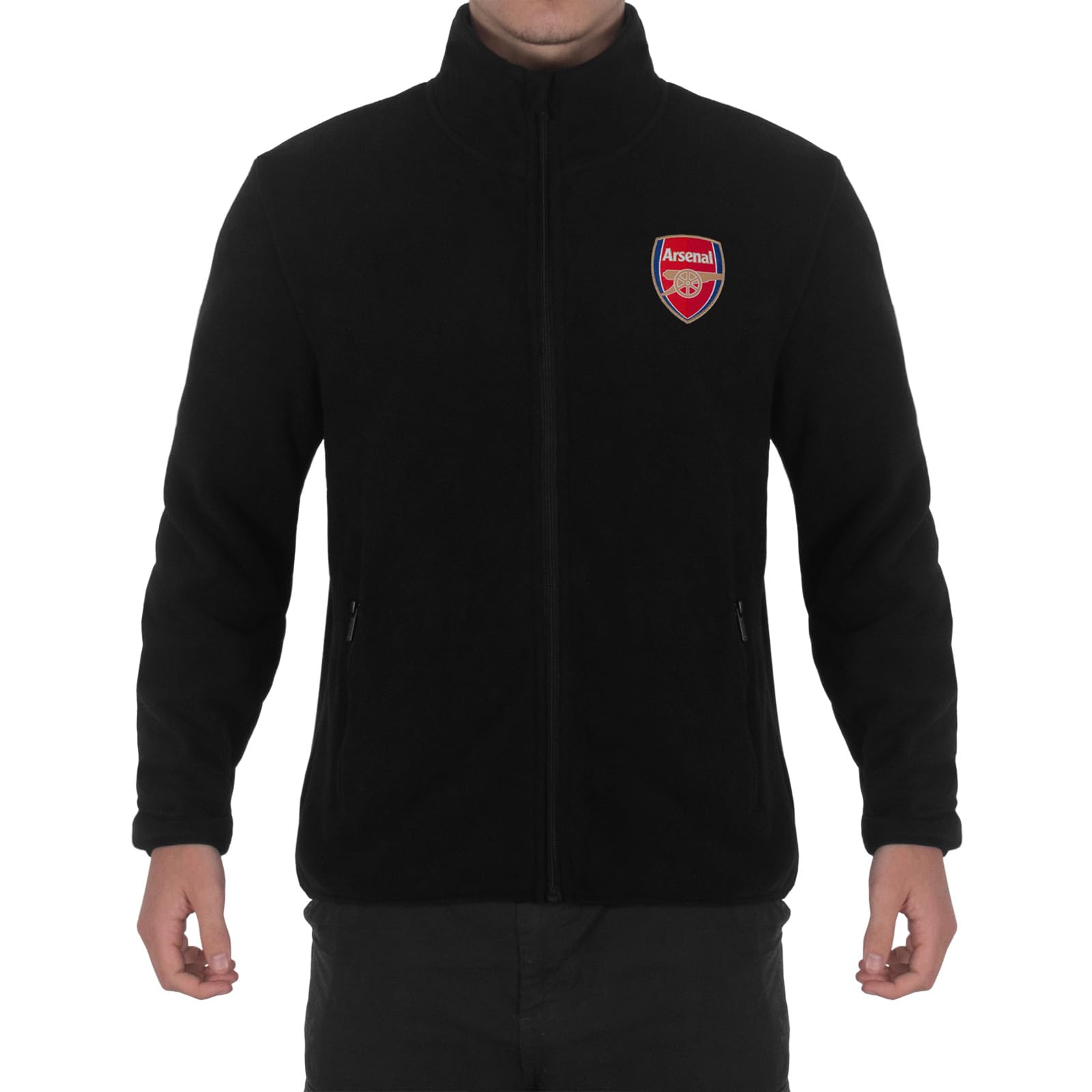 Arsenal F.C. Men's Official Full Zip Fleece Jacket – Black, 3XL