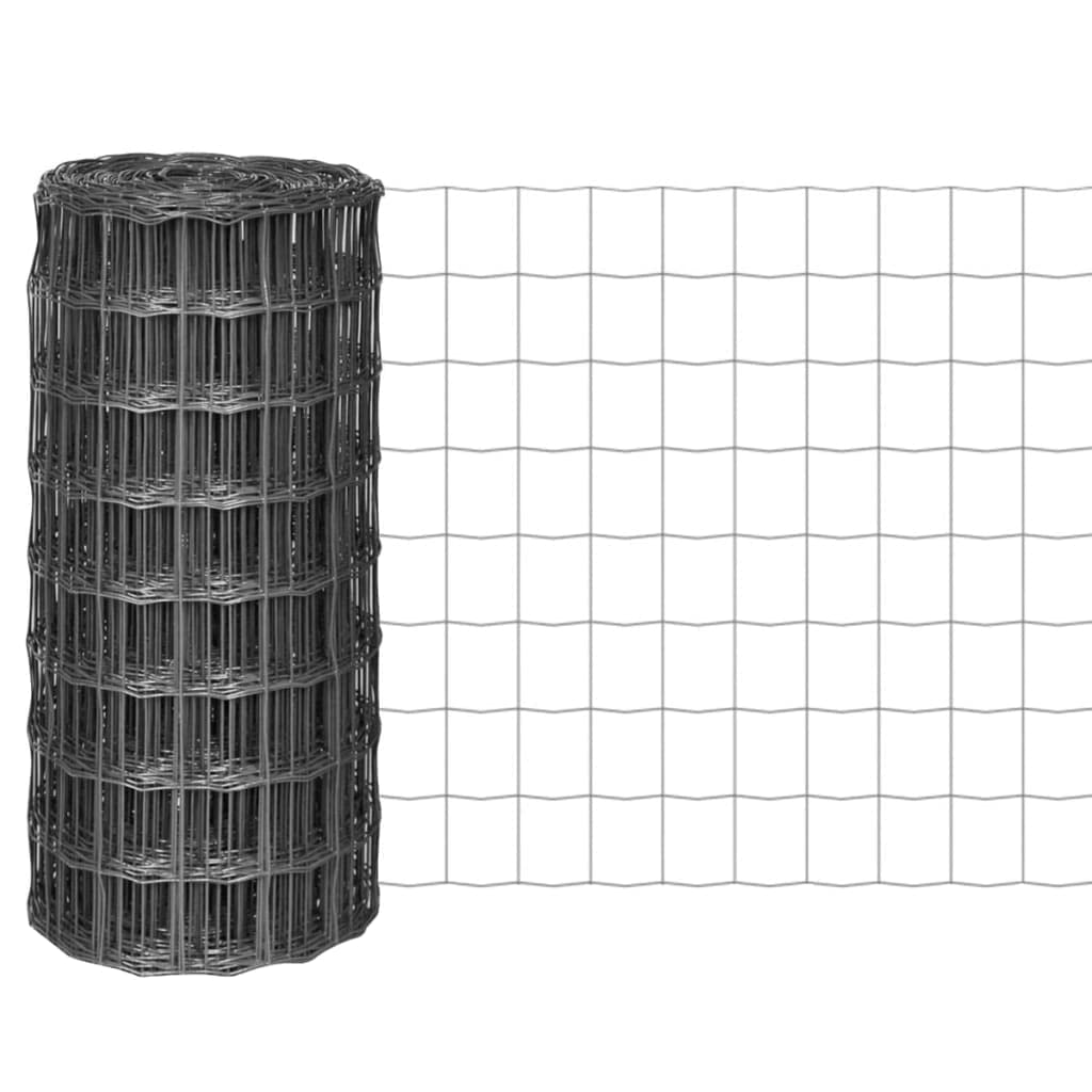 Clôture barrière de jardin Euro 10x0,8 m en maille acier gris vidaXL