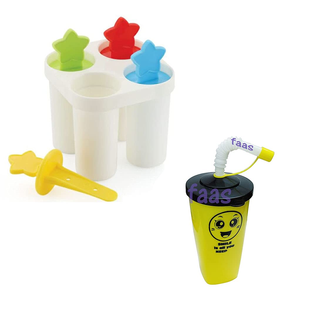 faas Ice Cream Popsicles Kulfi Maker Moulds & 1 Sipper Glass Free, (Pack of 1)