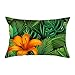 Epinki 30 x 50 cm poszewki na poduszkę, 1 x poszewka na poduszkę z zielonymi liśćmi i pomarańczowymi wzorami w poliestru, do sypialni, poliestru, zielono-pomarańczowa