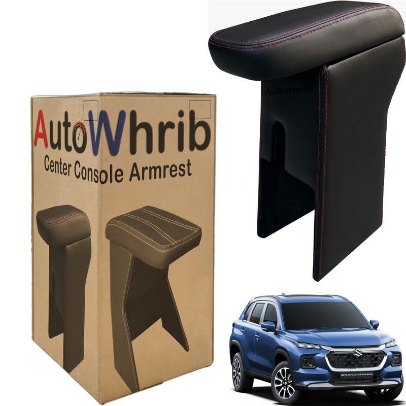 Image of Car Arm Rest For Grand Vitara 2023 Armrest with Storage Box & Soft Cushion Pad, Luxury Arm Rest, Black Colour