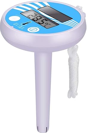 Premium Solar Pool Thermometer Floating | Accurate Easy-Read Dial Dual Scale F/C | No Battery Needed Waterproof Outdoor Pool Spa Hot Tub Thermometer Blue