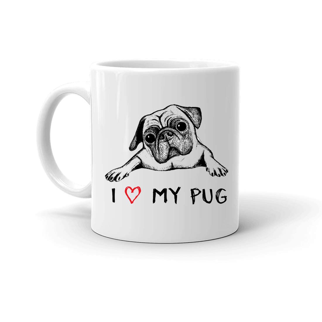 Clapcart Printed Designer Coffee Mug - White Ceramic Mug (I Love My Pug Design Print Mugs)