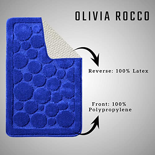 Olivia Rocco® Cali Bubbles 2 Piece Bath Mat & Pedestal Set, Non Slip Toilet Bathroom Set (Navy), Bath Mat 50 x 80 cm - Image 4