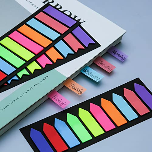 Image of moinkerin Pack of 1200 Adhesive Strips, Adhesive Markers, Film, Text Strips, Sticky Notes, Adhesive Markers, Small Flags, Sticky Notes, Tabs, Writeable Labels for Page Marking (10 Colours)