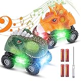 【Forma de Dinosaurio única】 El coche de juguete impulsado por dinosaurios es una combinación de tiranosaurio verde y triceratops naranja. Los juguetes de dinosaurios para autos pueden crear un mundo aventurero donde los dinosaurios pueden comprender mejor. Es un buen juguete navideño y de cumpleaños.