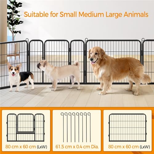 Yaheetech Freilaufgehege für Kleintiere Welpenauslauf mit Tür Laufgitter Welpenfreigehege Hundegehege Laufstall für Hund, Katze, Welpe, Kaninchen 8 Gitter je 80 x 60 cm