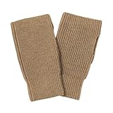 無印良品 メリノウール 畦編み ハンドウォーマー ユニセックス大人 DCA42A5A ダークベージュ F