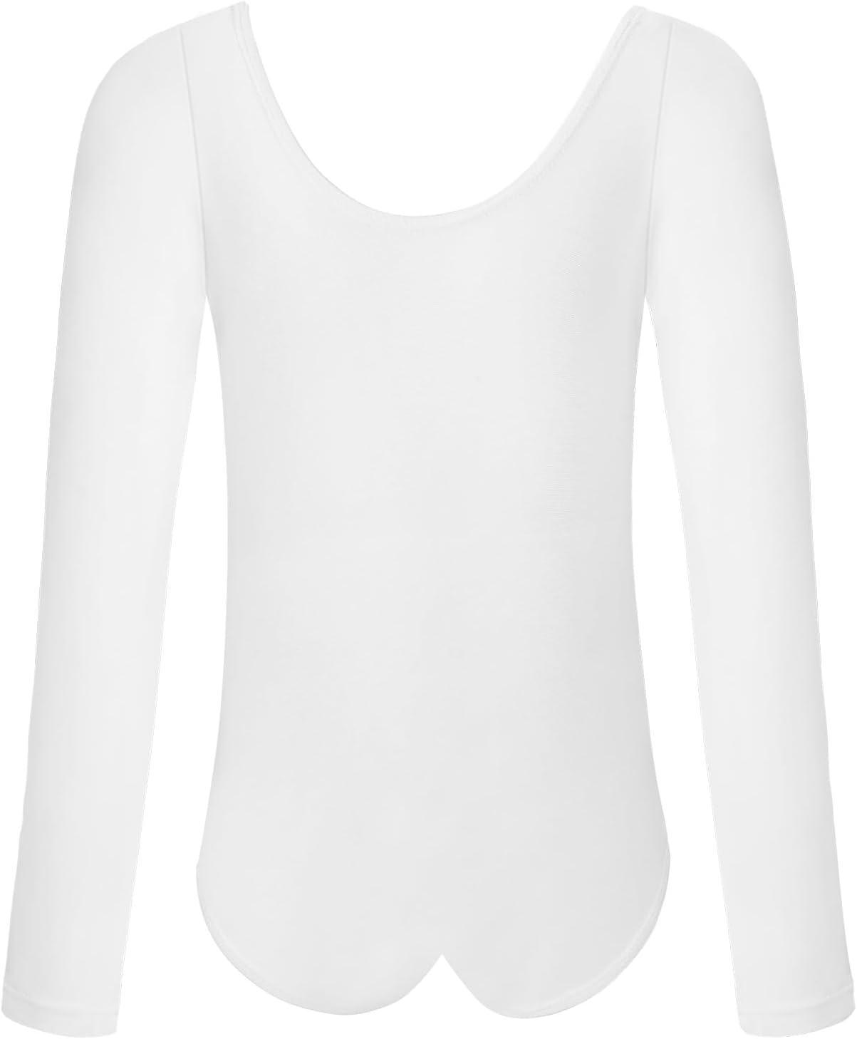 AOOWU Ballet Leotards for Girls, Girls Kids Leotard, Ballet Gymnastics Leotard Top, Lightweight Breathable Comfortable Long Sleeve Leotard for Gymnastics and Dance Activities, White Bodysuit