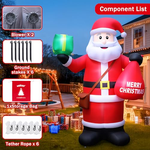 14 FT Christmas Inflatables Santa Claus Outdoor Decoration, Giant Santa Inflatable with Gift Bag, Blow Up Yard Decor with Built-in LED Lights for Xmas Lawn Garden Home Holiday Party by MGparty - Image 5