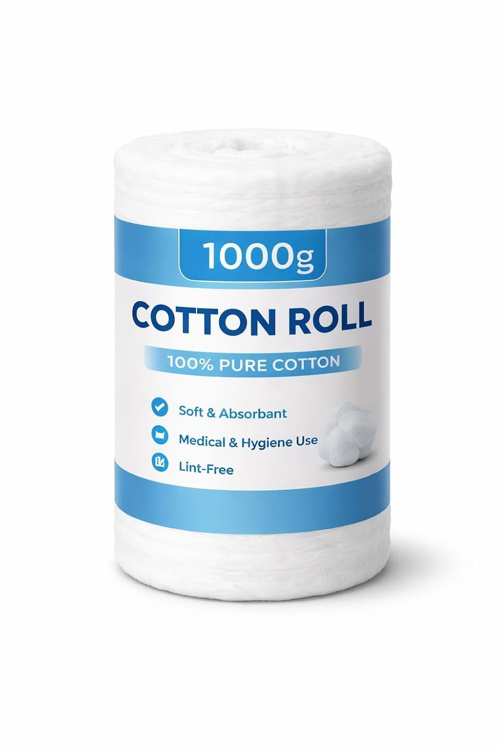 Absorbent Surgical 1000g Cotton Roll | 100% Pure White Cotton wool for Medical. Baby Care & First Aid | Home Use Hypoallergenic | Baby Bathing, Rashes, and Soft Skin Cleaning, Hospital,Clinic-picture-30