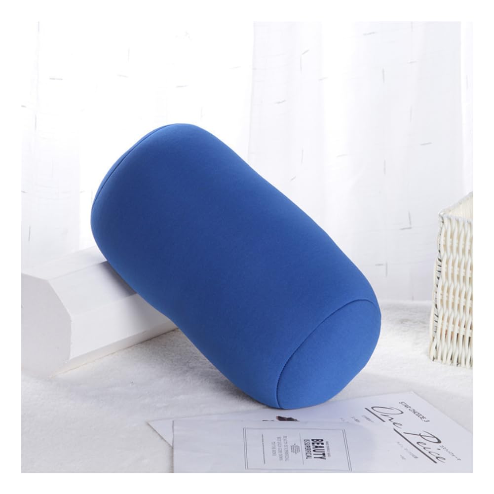 Microbead Roll Pillow, Comfort Squish Tube Bolster Cushion, Neck Back Support Tube Roll Pillow (Blue)