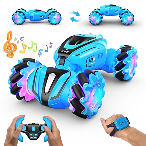 RC Cars for Kids,Toys for 6 7 8 9-14 Year Old Boys,Remote Control Car 360 ° Flips Stunt Car Double Sided Rotating Gesture Sensing Rc Cars with Light and Muisc Rechargeable Toy Car Gifts for Boys Girls