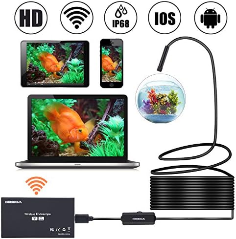 Semi-Rigid Endoscope Wireless Endoscope 16.5FT WiFi Borescope IP68 1200P Inspection Camera 2.0 Megapixels HD CMOS Waterproof Snake Camera with 8 Adjustable Led Light - 16.5FT