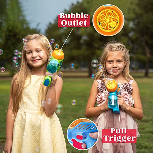 Joyin 2 Bubble Guns With Led Lights And Music，Bubble Maker And Blower, Indoor And Outdoor Play, Kids Party Favor, Game Toys, Summer Themed Party And Birthday (Blue+Green) #TOP4