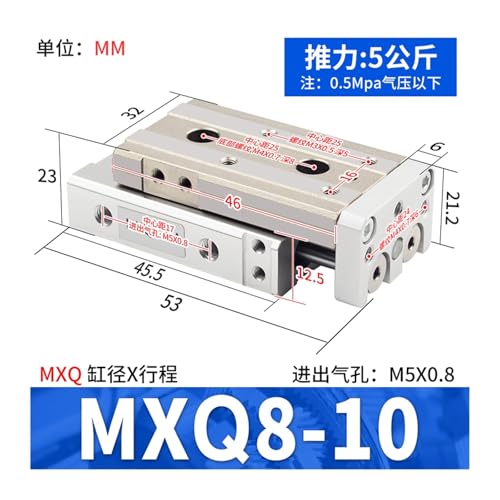 Cylindre coulissant MXQ8-10 guidage linéaire HLQ double effet - 2