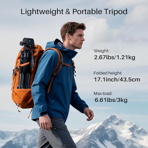 Fotopro 69'' Camera Tripod Lightweight Portable Travel Tripod for Camera and Phone with Detachable 3-Way Pan Head Phone Stand for Video Recording with Carry Bag and Cellphone Clip, Max Load 6.6lb by Fotopro - Image 4