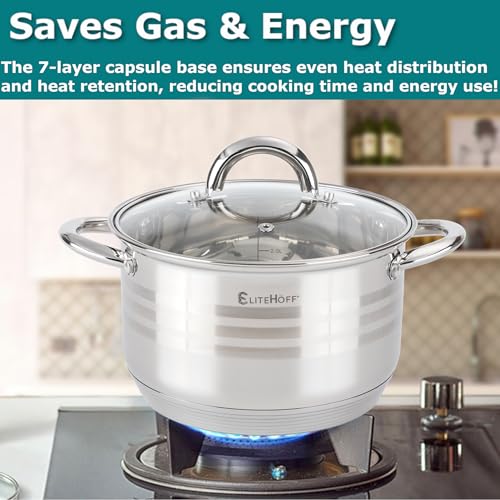 Casseroles à induction lot de 6 pièces en acier inoxydable EliteHoff - 6