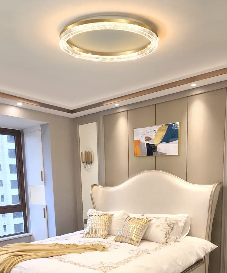 Plafonnier Cristal Or Luminaire LED Design Haut de Gamme pour Salle à Manger