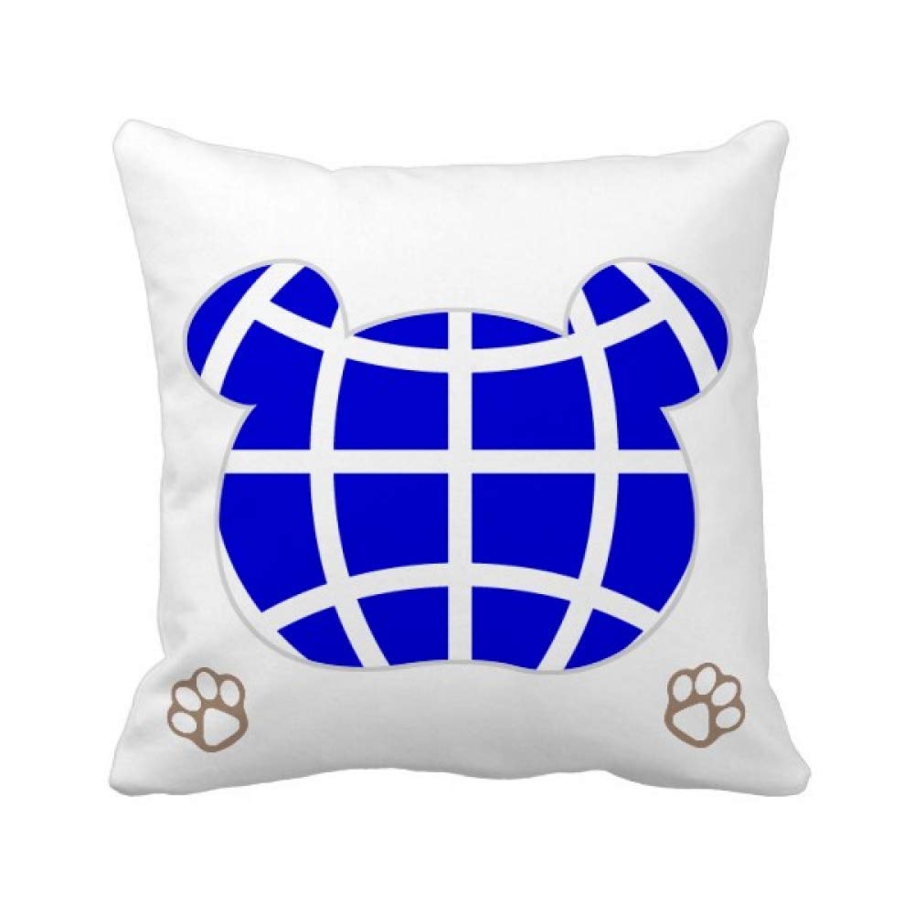 Housse de coussin carrée ours bleu Earth 40x40 pour canapé