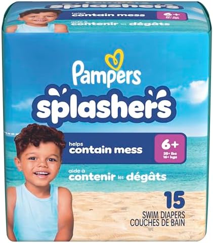 Pampers Splashers Swim Diapers, Size 6+, Disposable Swim Diapers, Contains Mess, No Swell, 1 Pack (Count of 15) — view 11