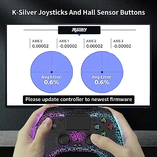 Ralan Wireless Controller With 8 Color Adjustable Led Lighting Compatible With Ps4 Pro/Ps4 Slim/Ps3/Pc/Ios/Nintendo Switch/Ps4 Controller Dualshock 4, With Headphone Jack For Fps Game （Black） #TOP2