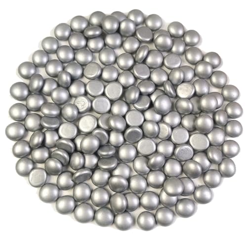 Image of HappyFiller 170 Pcs 0.6 inch Mini Silver Glass Gems Decorative Flat Marbles | Vase Fillers,Wedding Party Table Centerpieces,Candle Holder Pebble Stones,Arts Crafts,1 LB