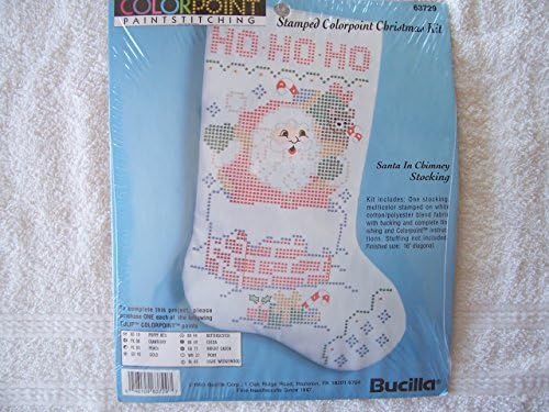 Santa in Chimney Stamped Colorpoint Christmas Stocking Kit Santa in Chimney Stamped Colorpoint Christmas Stocking Kit