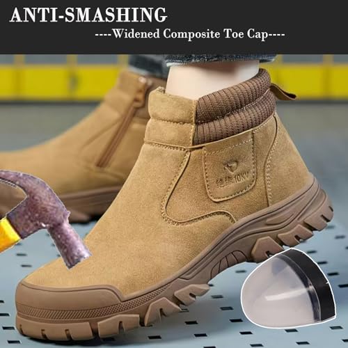 Image of Nutropa Welding Work Boots for Men Composite Toe Safety Boots Non Slip Steel Toe Work Shoes Lightweight Construction Welder Boots