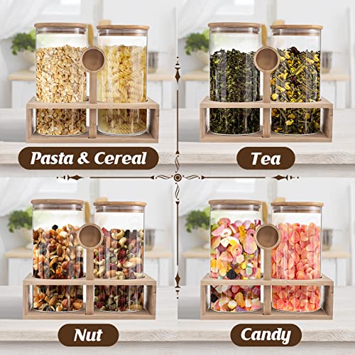 Glass Coffee Containers With Shelf - 2Pcs 49Oz Large Capacity Bpa Free Coffee Storage Jars With Airtight Sealed Bamboo Lids Spoon, Kitchen Food Storage Jars For Coffee Beans, Coffee Powder, Sugar, Tea #TOP5