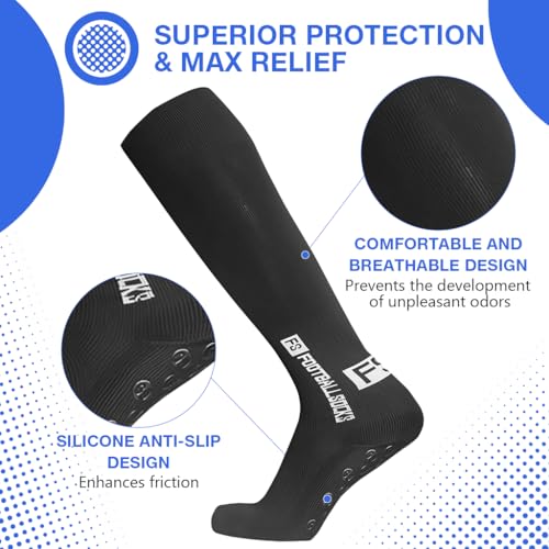 Image of PROBEROS Football Socks Non-Slip Rubber Grip Professional Football Stockings, Over Calf Silicone Grip Socks, Sport Athletic Socks for Football, Rugby, Hockey & Training