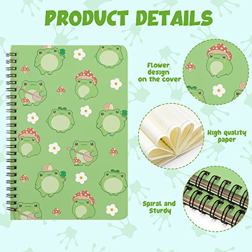 2 A5 Frog Spiral Notebooks, Cute Frog Playing Banjo Mushroom College Ruled Notebooks, Travel Journal Notebooks For Kids Teens, Frog Notebooks For Students Teachers Back To School Write Diary Notepad #TOP2