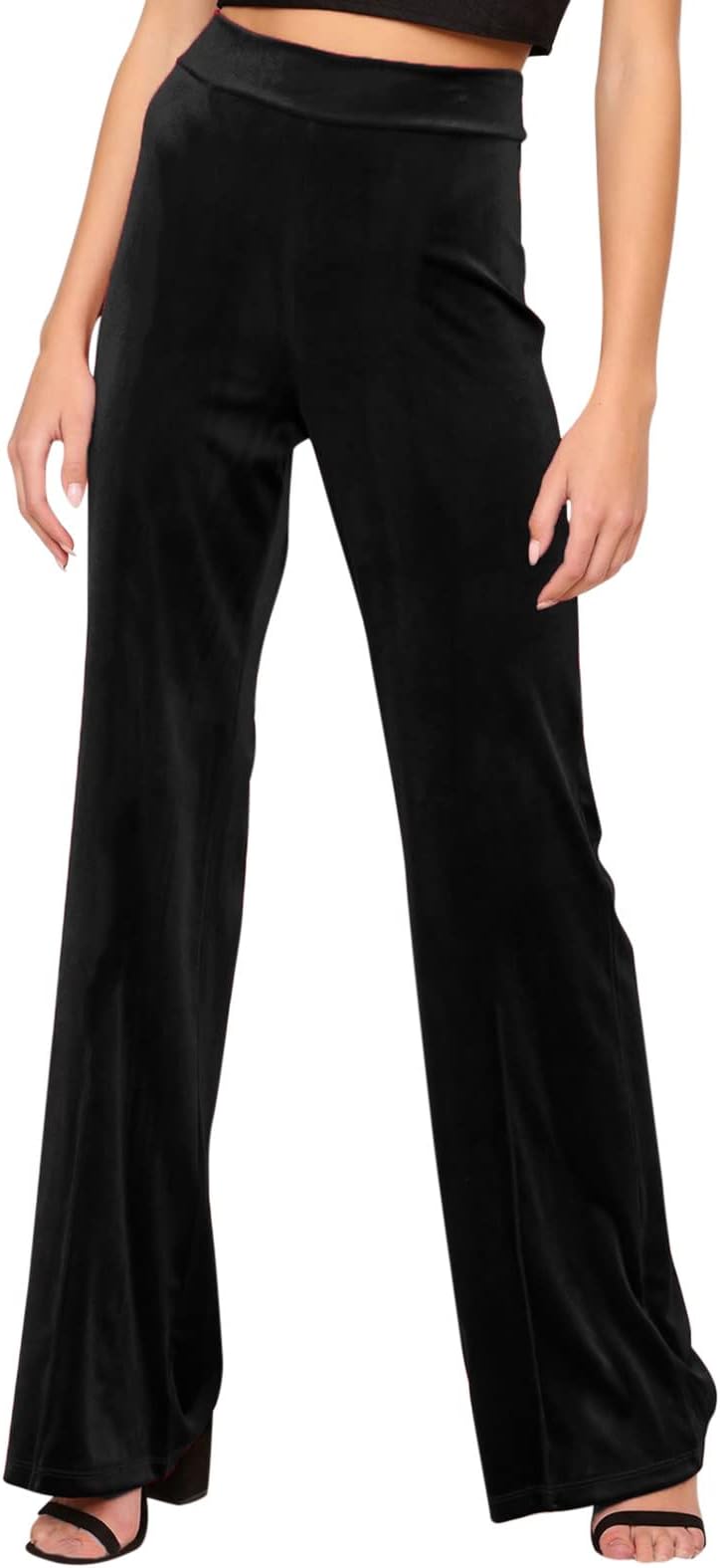 80s Solid Color Wide Pants for Women High Waist Flare Solid Color Pants High Waist Soft Velvet Gypsy Comfy Yoga Ethnic Tribal Stretch Bell Bottom Flare Pants Bell Bottom Palazzo Pants Trousers
