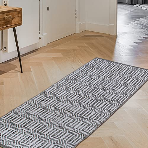 Chardin Home Moss Green & Ivory Boho Throw Rug 2X5 Feet |Hand Woven Farmhouse Rug | Great In Kitchens Entryways Doormats Bathrooms Meditation Mat | Machine Washable & Reversible Cotton Rugs #TOP15