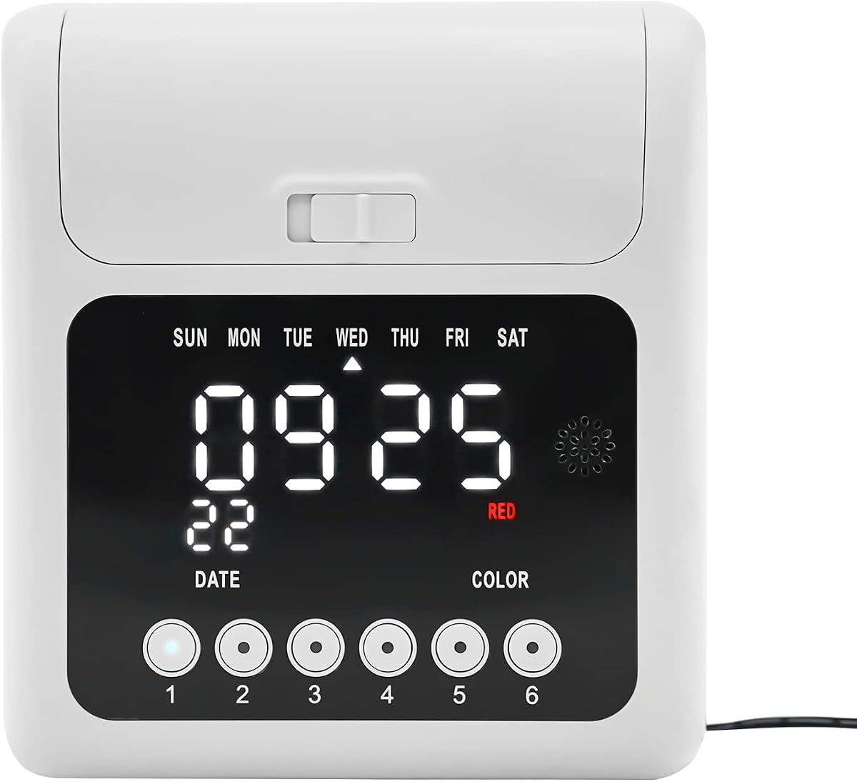 Reloj de tiempo Punzonadora Paquete de reloj de tiempo inicial con 50 tarjetas y pantalla LED, Reloj de tiempo de empleado montado en la pared/de escritorio para pequeñas empresas Blanco Modo de asistencia ordinario/de tres turnos