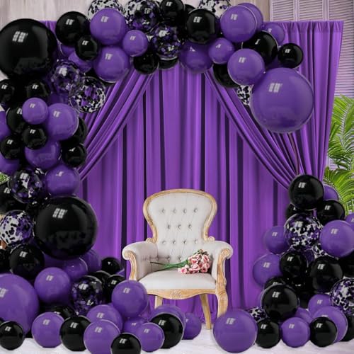 Image of 10 x 7 Feet Purple Backdrop Curtain for Partie, Background Curtains for Photoshoot, Birthday, Wedding, Halloween, Thanksgiving, Christmas, New Year Party Decorations 5Ft x 7Ft, 2 Panels