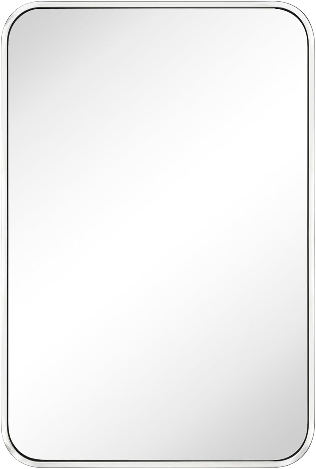 GRACTO 24x36'' Chrome Mirrors for Bathroom, Bathroom Vanity Mirror, Rounded Rectangle Mirror, Stainless Steel Anti-Rust Tube Metal Frame Wall Mounted Mirror, Vertically/Horizonta